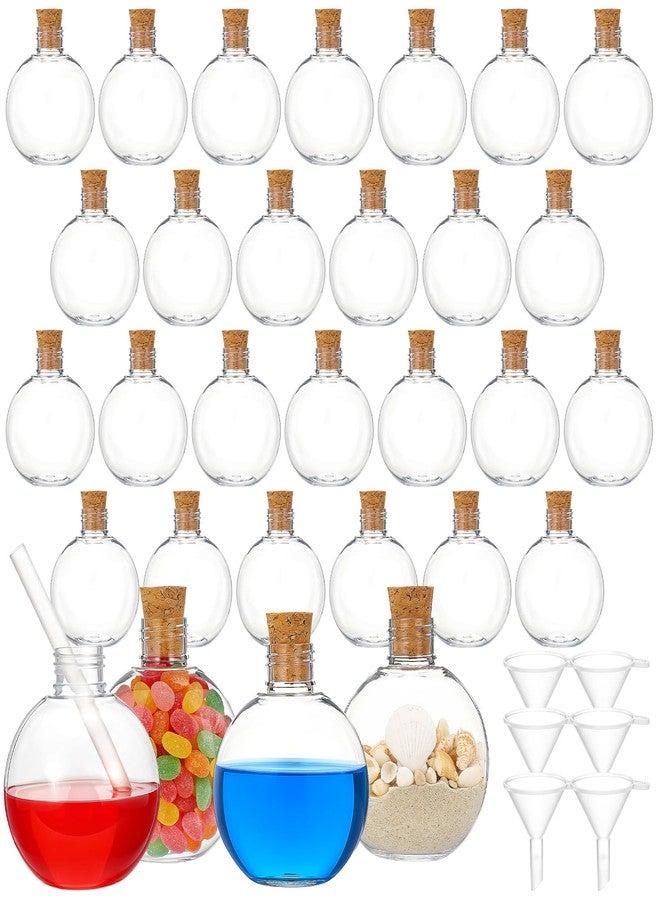 Lemecima 30 Pcs 6 oz Ball Shape Plastic Sand Art Bottles Spherical Clear Plastic Potion Bottles Christmas Cocktail Ornament Balls for DIY Wedding Party Gift Crafts Decoration(Wood Color, Cork) - Image 1
